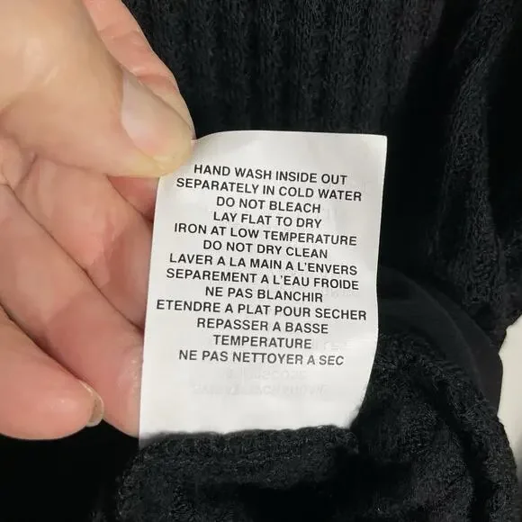 Sympli Waffle Knit Tunic Top Size 8 Black Asymmetrical Hem Lagenlook Minimalist - Picture 11 of 11